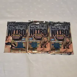 Lot of 3 Sealed 1999 Topps WCW nWo Nitro Trading Card Packs Kevin Nash - Image 1