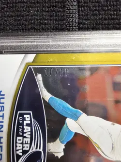 2023 Panini Player of The Day Justin Herbert #22 Gold /10 PSA 9 POP 1 - Image 2