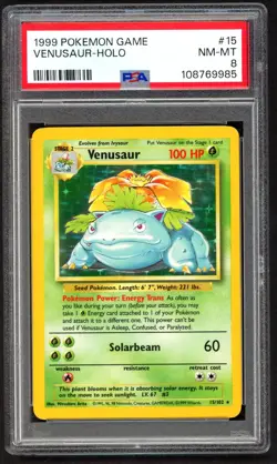 Pokemon Card - PSA 8 Venusaur 15/102 - Base Set Unlimited Holo 1999 - NM-MT - Image 1
