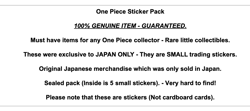 One Piece Trading Sticker SEALED PROMO Pack Japanese Card Tcg Game Booster Rare - Image 2