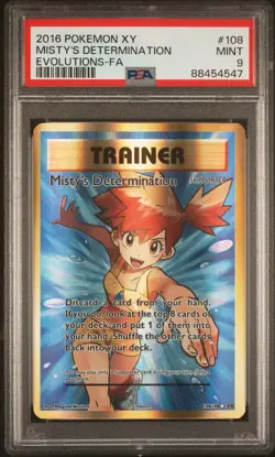PSA 9 2016 POKEMON XY EVOLUTIONS 108 FULL ART/MISTY'S DETERMINATION - Image 1