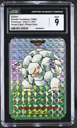 1996 Pokemon - Part 1 #076 Golem CGC 9 Green Card,Prism Holo - Image 1
