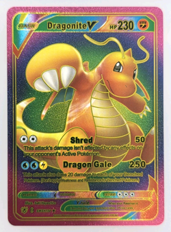 Pokemon Dragonite V 230hp Rainbow Foil Fan Art Collector Card TCG - Image 1