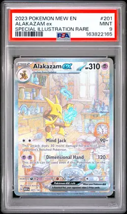 2023 POKEMON MEW EN-151 SPECIAL ILLUSTRATION RARE #201 ALAKAZAM EX PSA 9 - Image 1
