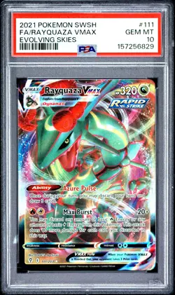 2021 POKEMON SWORD & SHIELD EVOLVING SKIES #111 FULL ART/RAYQUAZA VMAX PSA 10 - Image 1