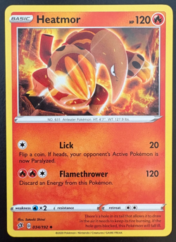 Pokemon TCG Heatmor Rebel Clash 034/192 NM - Image 1