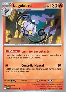 Carte Pokemon Lugulabre 038/167 EV06 Mascarade Crepusculaire Rare en Francais - Image 1