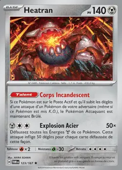 Carte Pokemon Heatran 123/167 EV06 Mascarade Crepusculaire Rare en Francais - Image 1