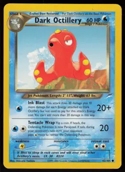 Dark Octillery 62/105 Common Neo Destiny Pokemon Unlimited Damaged - Image 1