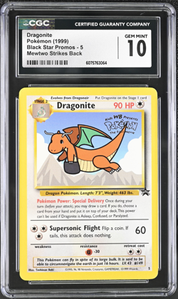 1999 Pokemon Movie Black Star Promo #5 Dragonite CGC 10 - Image 1