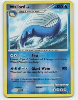 2009 Pokemon, Supreme Victors, #47/147 Wailord, Reverse Holo Rare - Image 1