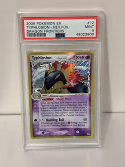 2006 POKEMON EX DRAGON FRONTIERS #12 TYPHLOSION-REVERSE FOIL PSA 9 - Image 1