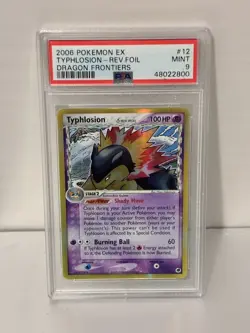 2006 POKEMON EX DRAGON FRONTIERS #12 TYPHLOSION-REVERSE FOIL PSA 9 - Image 3