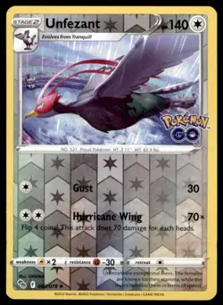 Unfezant 063/078 Uncommon Pokemon GO Pokemon Reverse Holo Lightly Played - Image 1