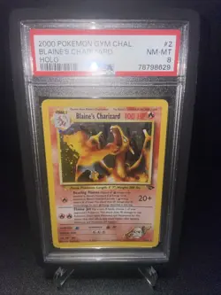 Pokemon Blaine's Charizard #2 Gym Challenge Holo Unlimited PSA 8 - Image 1