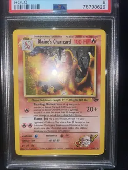 Pokemon Blaine's Charizard #2 Gym Challenge Holo Unlimited PSA 8 - Image 3