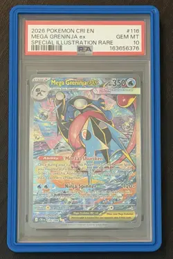 2026 POKEMON CRI EN-CHAOS RISING #116 MEGA GRENINJA EX PSA 10 - Image 1