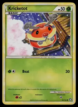 Kricketot 65/102 Common HGSS Triumphant Pokemon Lightly Played - Image 1