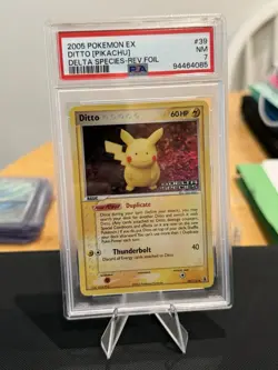 2005 Pokemon EX Delta Species Ditto (Pikachu) 39/113 Reverse Holo PSA 7 - Image 1