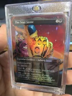 The Soul Stone 243 Borderless Marvel's Spider-Man Foil Thanos In Hand MTG - Image 2