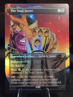 The Soul Stone 243 Borderless Marvel's Spider-Man Foil Thanos In Hand MTG - Image 3