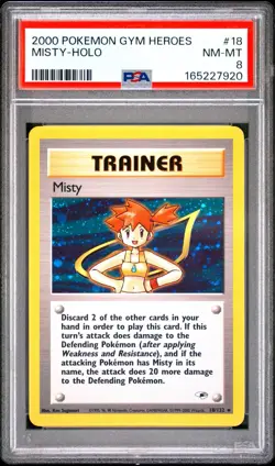 2000 POKEMON GYM HEROES #18 MISTY-HOLO TRAINER RARE PSA 8 - Image 1