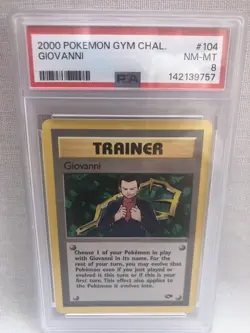 PSA 8 Pokemon Gym Challenge Unlimited Giovanni Non Holo Rare 104/132 NM-MT - Image 1