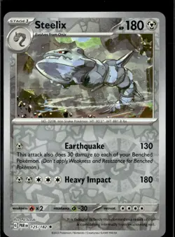 Pokemon Steelix 125/182 Paradox Rift Reverse Holo Rare 2 Card Lot - Image 1