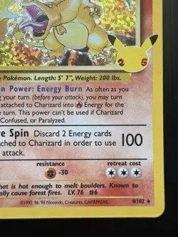Pokemon Celebrations Charizard Holo 25th Anniversary 4/102 (NM) - Image 5