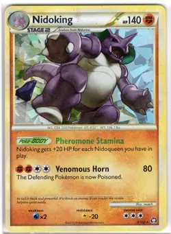 Nidoking 6/102 Holo Rare HGSS Triumphant Pokemon Moderately Played - Image 1