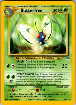 Butterfree 19/75 Rare Neo Discovery Pokemon Unlimited Damaged - Image 1