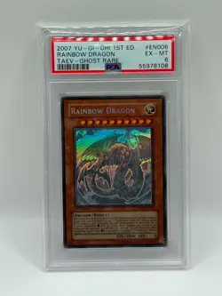 2007 YuGiOh! Rainbow Dragon Ghost Rare 1st ed TAEV-006 PSA 6 EX-MT - Image 1