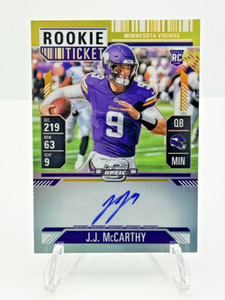 2024 Optic Contenders - J.J. McCarthy Rookie Ticket Auto /10 Gold Variation #101 - Image 1