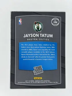 JAYSON TATUM 2017-18 PANINI - DONRUSS OPTIC BASKETBALL Rookie Card Celtics NBA - Image 2