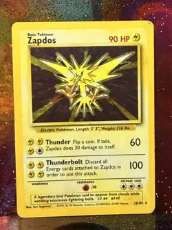 Zapdos Holo Rare 16/102 — Vintage 1999 Base Set Unlimited WOTC Pokemon card - Image 1