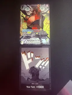 PACK FRESH DUO One Piece Marshall D. Teach OP16-080 Leader + DON!! Card Alt Art - Image 1