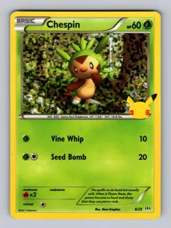 Chespin 006/025 Promo McDonald's 25th Anniversary Promos Pokemon Holo LP - Image 1