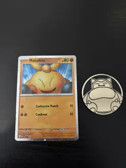 Pokemon TCG Makuhita PERFECT ORDER Blister Promo Cosmos Holo and Snorlax Coin - Image 1