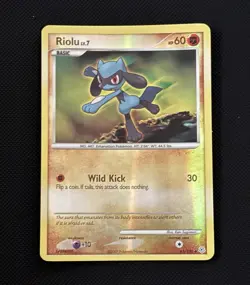 Pokemon TCG Riolu 61/130 Diamond and Pearl Reverse Holo English 60 HP - Image 1