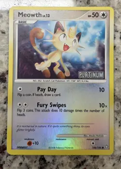 Meowth 106/146 Stamped Burger King Holo!! Pokemon Platinum BK Promo - Image 1