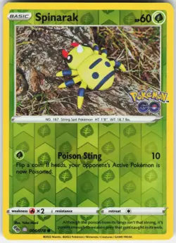 Spinarak (Peelable Ditto) Common Pokemon GO 006/078 LP-NM - Image 1