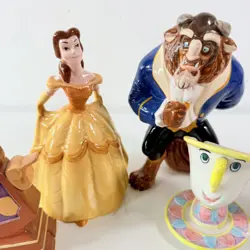 Disney Beauty And The Beast Ceramic Figurine Set Vintage Chip Lumiere Cogsworth - Image 2