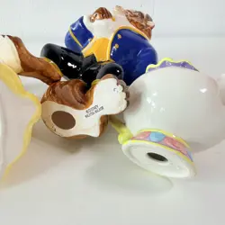 Disney Beauty And The Beast Ceramic Figurine Set Vintage Chip Lumiere Cogsworth - Image 3