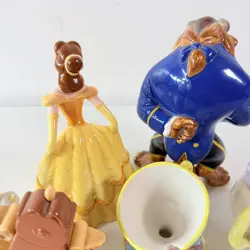 Disney Beauty And The Beast Ceramic Figurine Set Vintage Chip Lumiere Cogsworth - Image 4