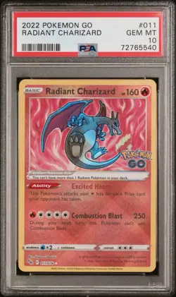 PSA 10 GEM MINT Radiant Charizard 011/078 Pokemon GO A24 - Image 1