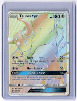Tauros GX (Secret) 156/149 Secret Rare Holo NM Pokemon SM Base Set - Image 1
