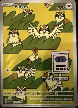 Pokemon TCG Pidgey Sv03: Obsidian Flames 207/197 Holo Illustration Rare - Image 1