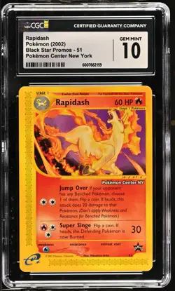 CGC 10 - 2002 WOTC Black Star Promo "Pokemon Center NY" Rapidash # 51 - Image 1