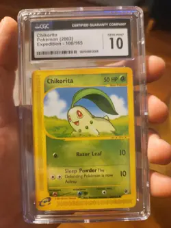 (POP 26) CGC 10 GEM MINT Chikorita 100/165 2002 Expedition Ereader Pokemon - Image 2