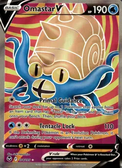 Omastar V 174/195 Ultra Rare Silver Tempest Pokemon Holo Near Mint - Image 1